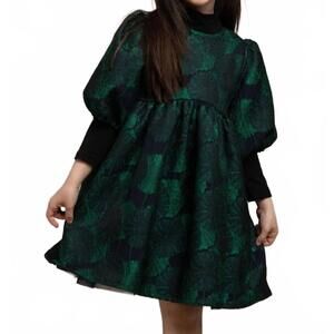 NEW PETITE HAILEY jacquard balloon dress in green